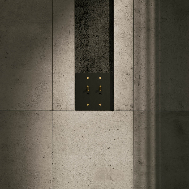 Ozarke Modern Brass Toggle Switch, Night Black with Brass, 2 Gang 2 Way