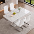 Ensemble de table de salle à manger moderne à motif de marbre avec piédestal en forme de US et chaises en porte-à-faux