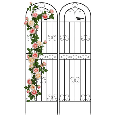 Paquet de 2 treillis de jardin extérieur - Support en métal antirouille pour roses, vignes et concombres (180 x 50 cm), treillis décoratif pour cours, pelouses et patios