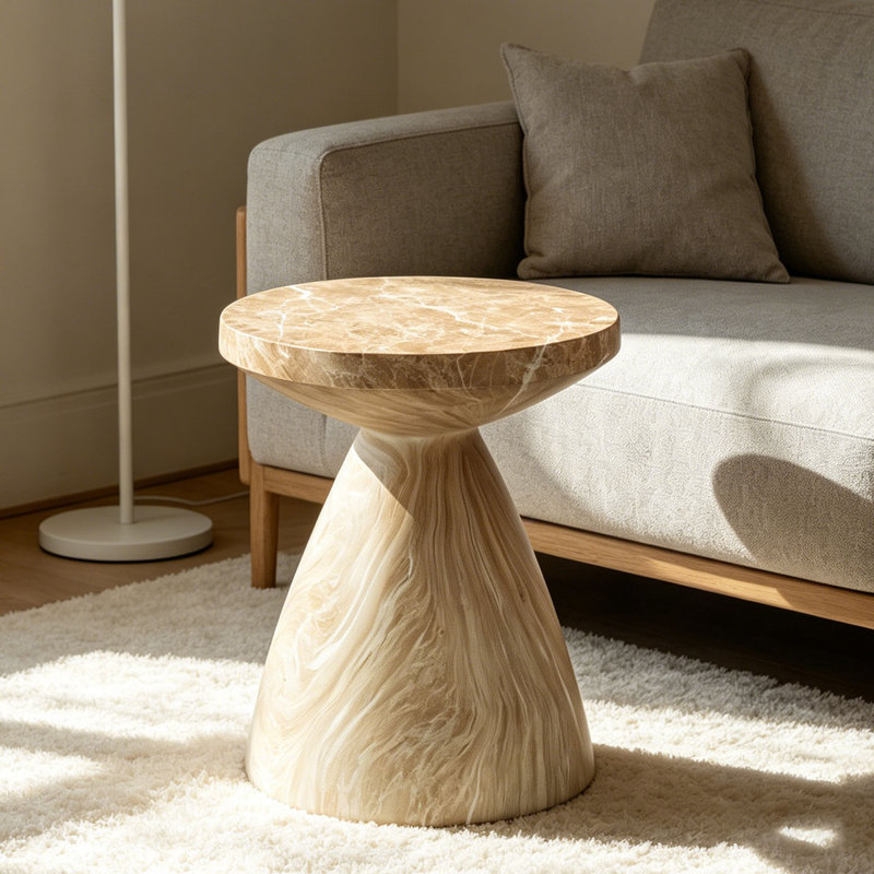 Cement Outdoor Patio End Tables, 20.87" H x 17.72" W x 17.72" D