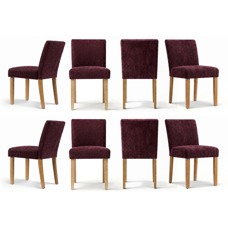 Chaise de salle à manger rembourrée en lin 18,5 po (ensemble de 8), Fabric Wine
