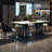 White Rectangular Stone with Metal Dining Table-1603113295