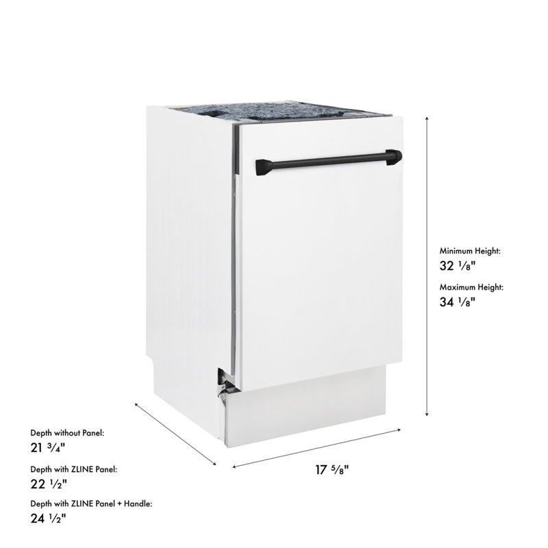 Autograph Edition 18" 51 dBA Built-In Button Control Dishwasher, White Matte, Matte Black