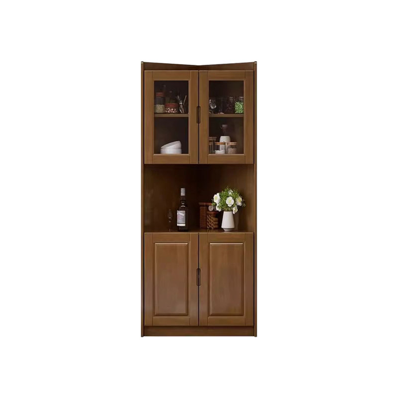 Armoire de coin noire en bois massif