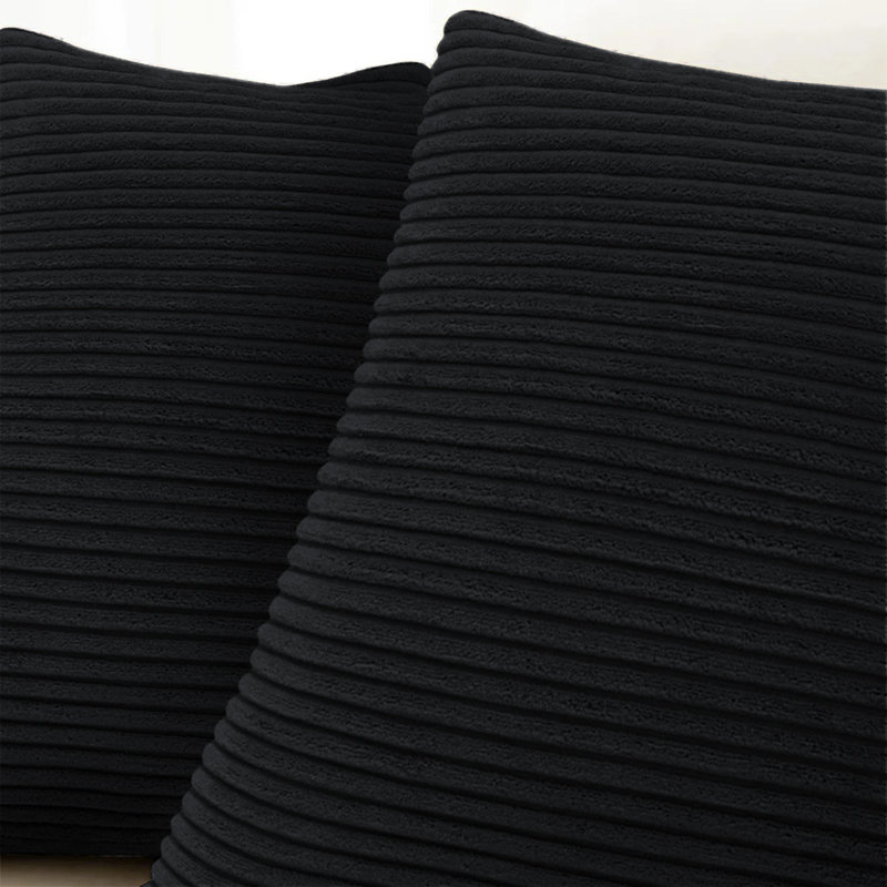 Striped Square Euro Cushion Cover, Black