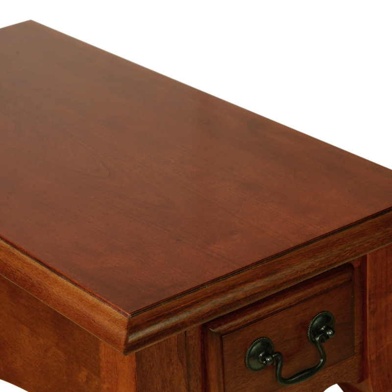 Solid Wood French Cabriole Leg Side Table, Brown Cherry