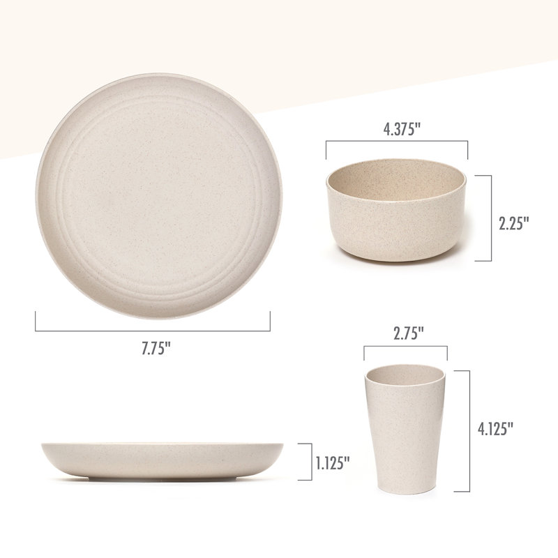Service de table 12 pièces en mélamine pour 4 personnes Belandina, Crème