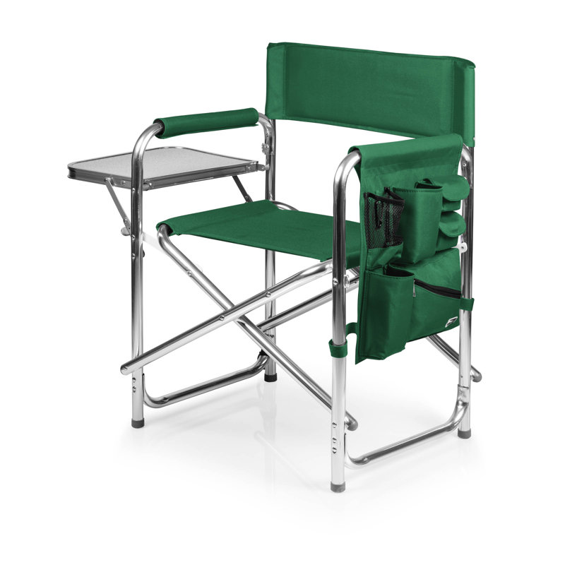 Sports Outdoor Portable Camp Chair with Side Table, Hunter Green