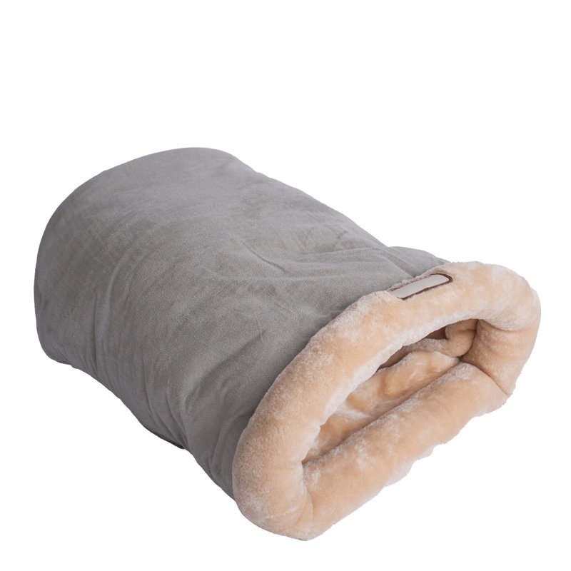Faux Fur Nest Pet Bed, Sage Green and Beige