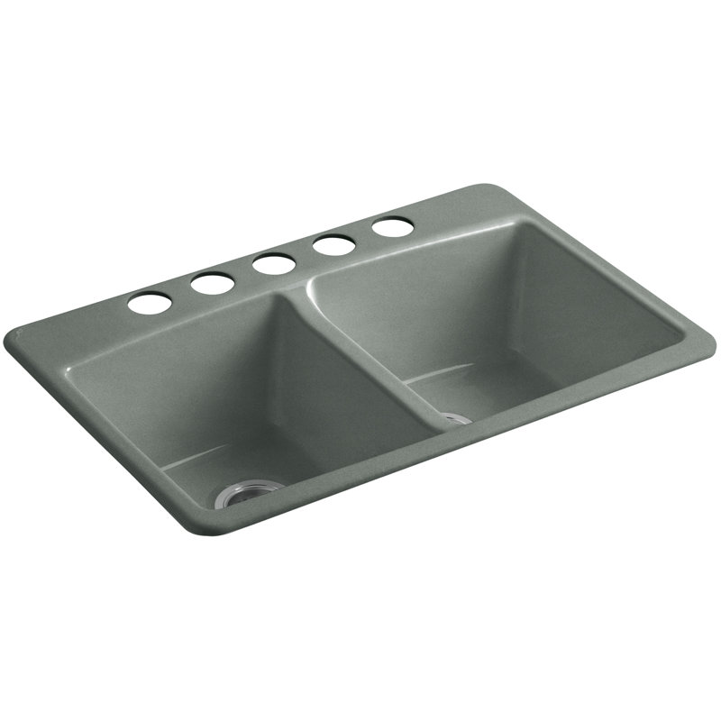 Évier de cuisine encastré double L 33 po x l 22 po x 9 5/8 po Brookfield, Basalte