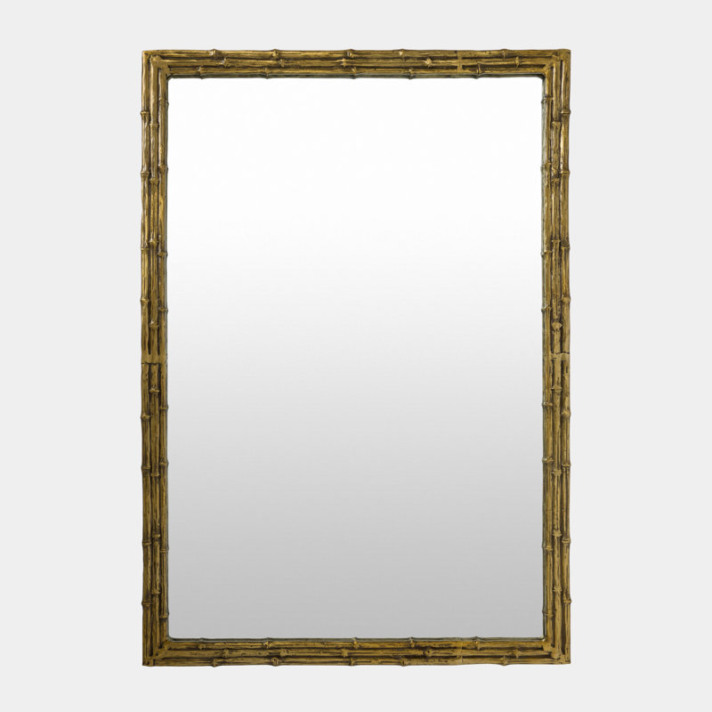 Miroir encadré en bambou - laiton