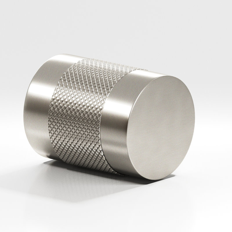 Round, Diamond-Knurled Cabinet Knob, Satin Nickel, 1"