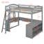 Lit mezzanine en bois avec bureau en U, compartiments de rangement et miroir à trois volets, poste de travail peu encombrant-1195155927