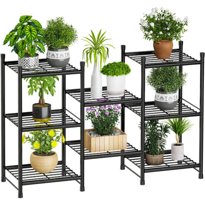Plant Stand Indoor Outdoor, Metal Ladder Plant Shelf for Patio Living Room