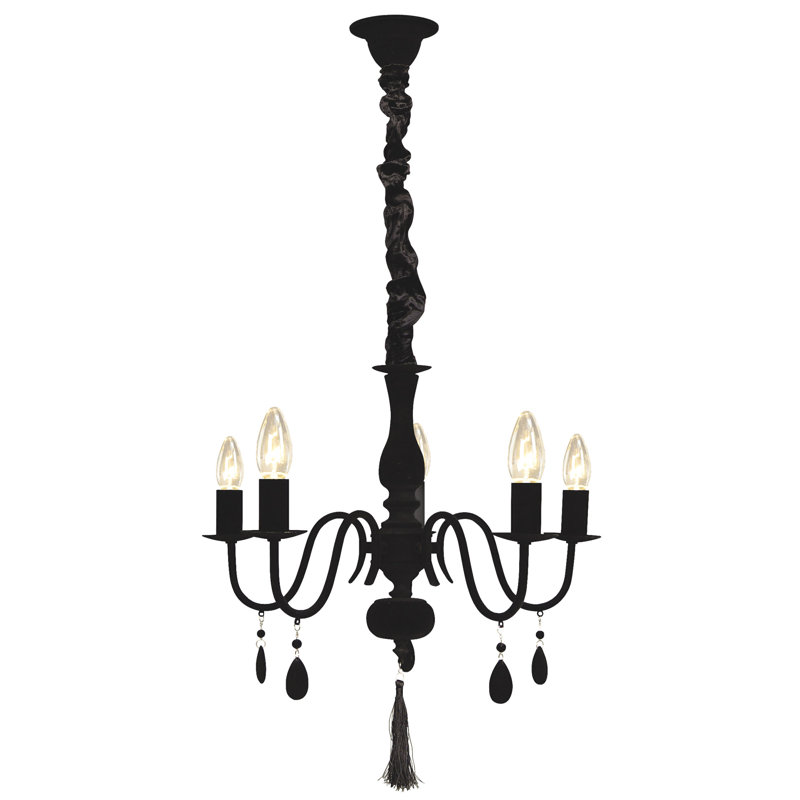 Fairhope 5 - Light Candle Style Chandelier, Black Flock