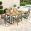 Ensemble de 4 coussins de patio de 51 cm (20 po) avec housse en tissu oléfine respirant et résistant à la décoloration, turquoise-883676539