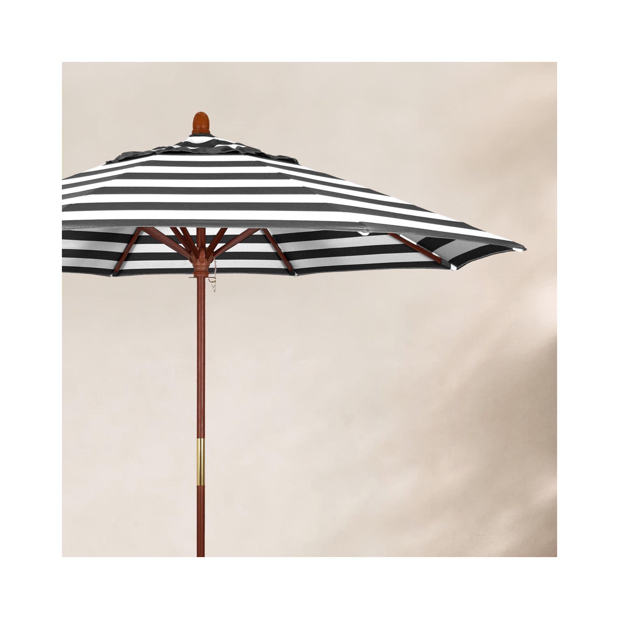 Manford 108'' Sunbrella® Outdoor Umbrella, Cabana Classic Black Stripe Sunbrella®