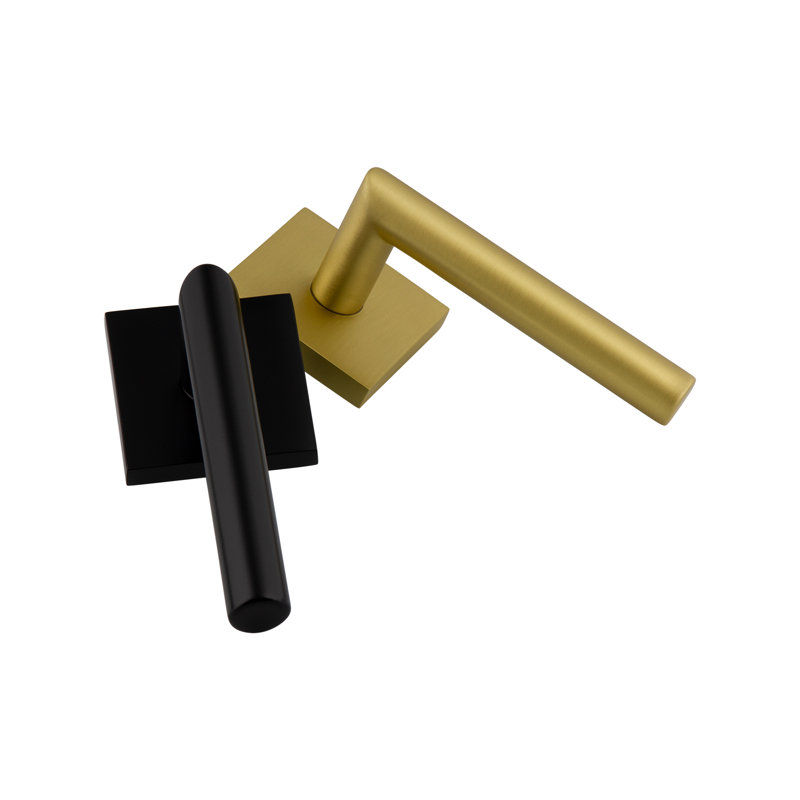 Viaggio Quadrato Rosette Passage (Hall & Closet) with Moderno Lever, Left, 2.75", Satin Black