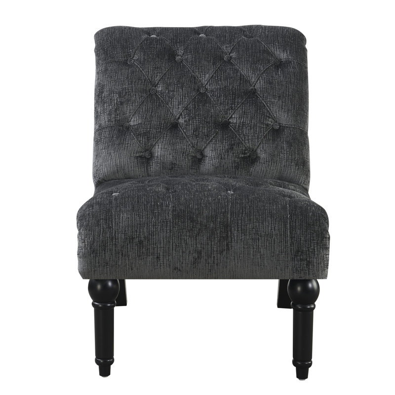 Davion Upholstered Slipper Chair, Charcoal Gray