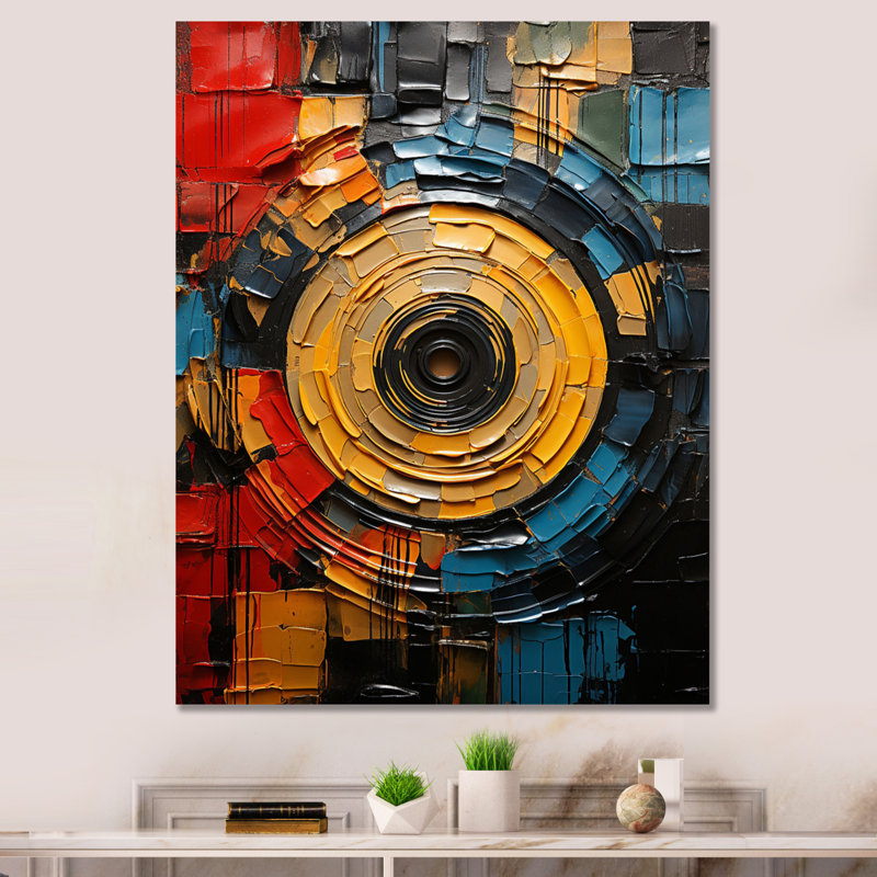 Musique sur toile, impression de mosaïque de disque vinyle, Toile tendue, H 44 po x l 34 po x P 1,5 po