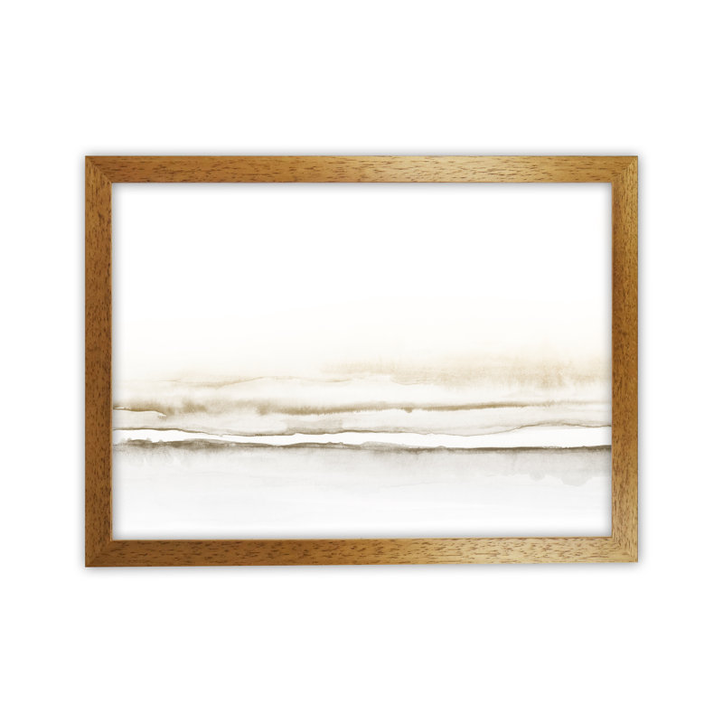 Minimal Watercolour Landscape II - Sepia - Print, 34cm H x 46cm W x 3cm D, Brown Framed