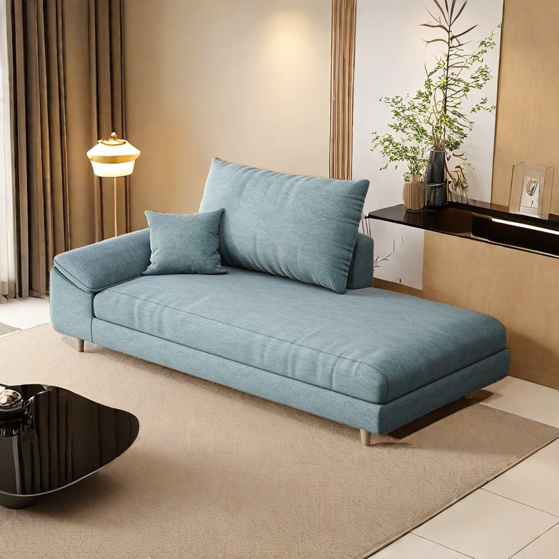 Chaise longue Soft Touch, Orienté à gauche (vu de face), Bleu ciel