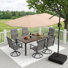Ensemble de salle à manger rectangulaire pour 6 personnes avec parasol