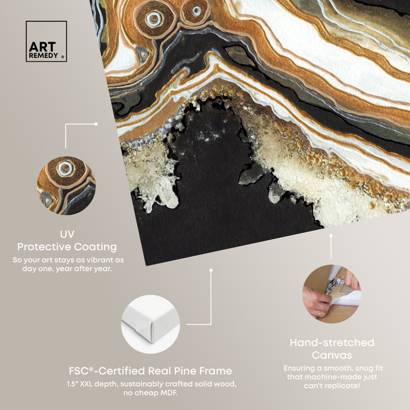 Black and Gold Abstract Geode Canvas Wall Art, 16" x 24"