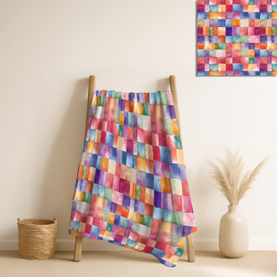 Courtepointe mélangée à l'aquarelle - patchwork en peluche, jeté en molleton Farmhouse