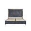 Grand lit tapissier contemporain avec rangement pratique et velours en tissu d'ameublement hydraulique gris minuit