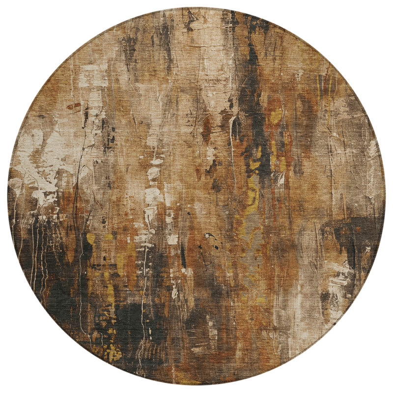 Tapis intérieur / extérieur brun Caelion - LOOMlan, 8 pi x 8 pi