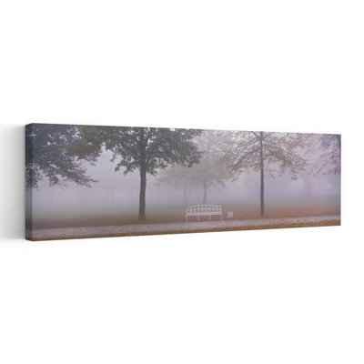 Trees And Bench In Fog Schleissheim Germany Peaceful Abstract Contemporary Landscape Tree Wall Art