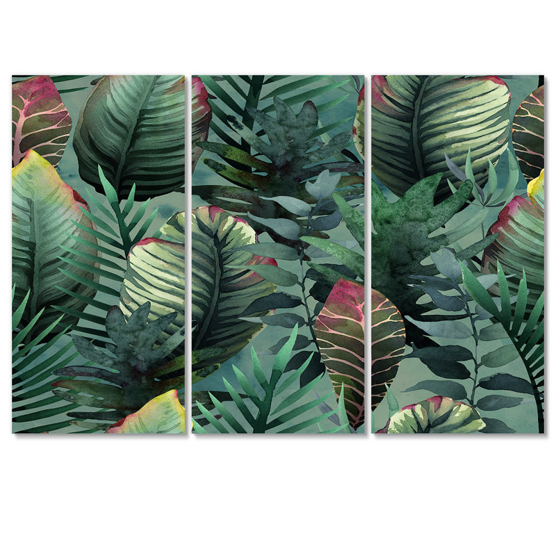 «Tropical Palm Leaves In Jungle», reproduction d'art sur toile traditionnelle, H 40 po x l 60 po x P 1 po