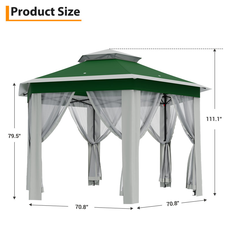 Outdoor Gazebo for Patio, Pop Up Canopy Tent with Mosquito Netting, Heavy Duty Party Tent, Green