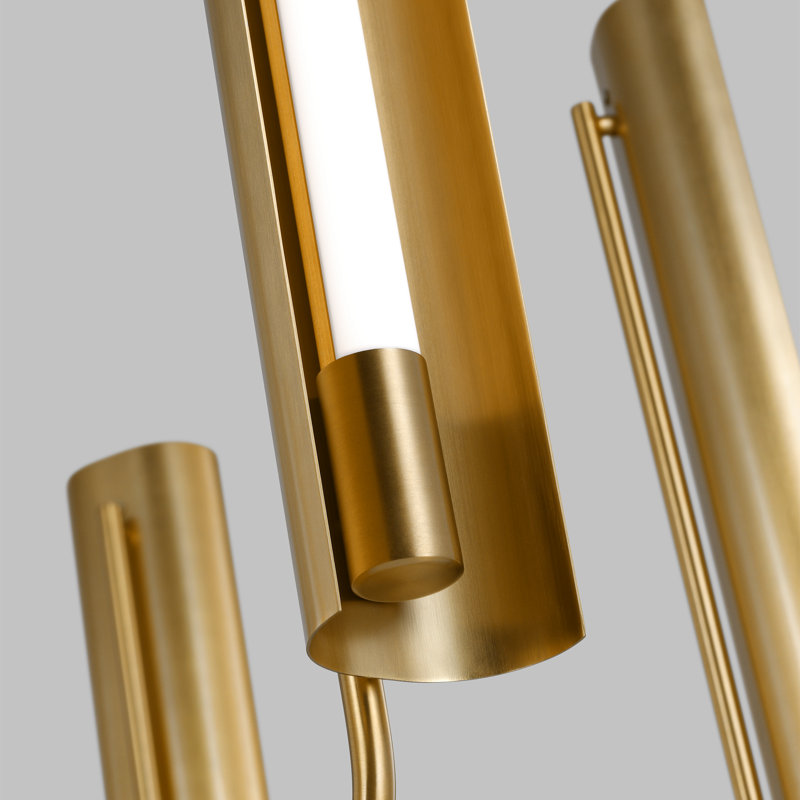 6 Light Metal Dimmable LED Chandelier, Burnished Brass