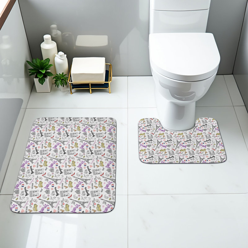  Multicolore Paris, ensemble de tapis de salle de bain 2 pièces