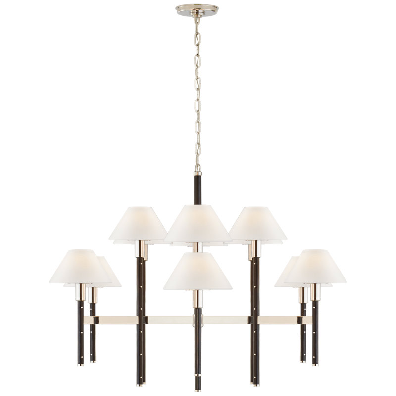 Radford 12 - Light Chandelier, Polished Nickel/Black Ebony