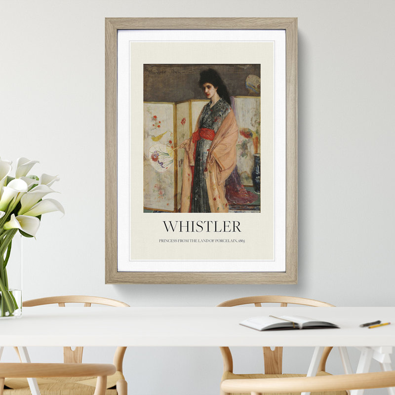 Lady in a Kimono by James Mcneill Whistler - Picture Frame Art Prints, 36cm H x 27cm W x 2cm D, Oak Framed