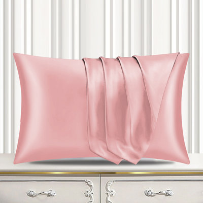 Satin Silk Pillow Cases Pack of 2 Super Soft Smooth Pillow Covers Breathable Hypoallergenic Envelope Closure