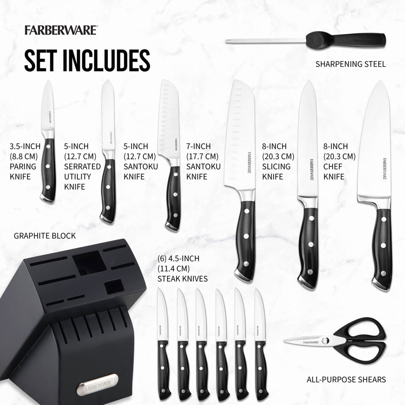 Farberware 14-Piece High-Carbon Stainless Steel Knife Block Set