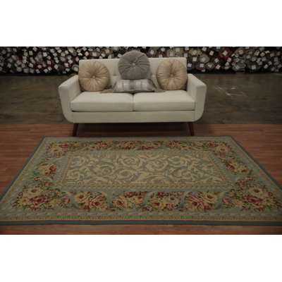 Floral Embellishments on Vintage Traditional Chinese Rug 5x7