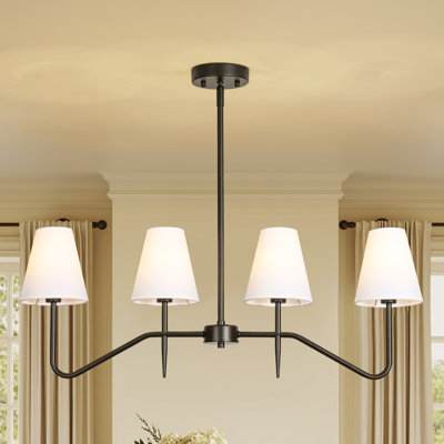Lustre 4 lumières à abat-jour moderne en tissu 32,3 po Lumora