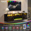 Meuble télé Delphi pour foyer flottant, lumière DEL et 3 tablettes de rangement supplémentaires-1235161303-1235161288