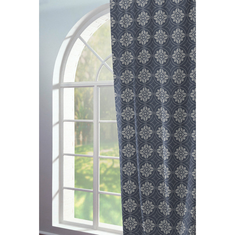 Curtain Heilwood with ruffle tape (1 piece), opaque, Dark Blue, 145cm Width x 225cm Drop 