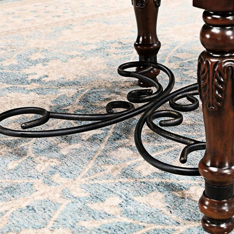 Chaises de salle à manger rétro 2 pièces, bois de cerisier brun, faux détails, coussin de siège noir, ornements traditionnels en bois massif, coussin