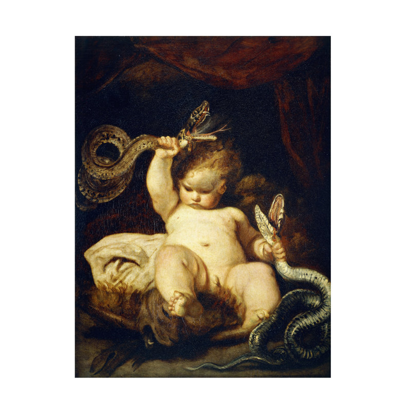 Joshua Reynolds «The Infant Hercules», art sur toile, H 19 po x l 14 po