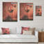 «Magenta Wine Glass Mystery - Fleurs», art mural sur bois de pin naturel-622314698