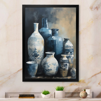 «Kelland Blue and Cream Bohemian Vibes Pottery IV», reproduction sur toile