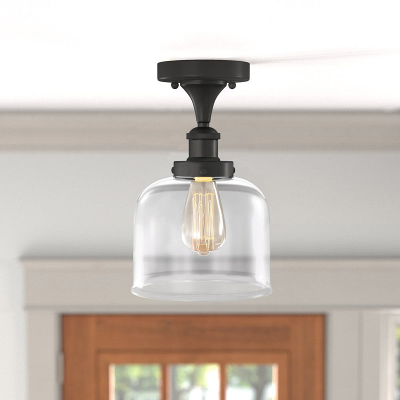 Plafonnier semi-encastré 1 lumière 8 po, Bronze huilé, Ampoule non incluse, Transparent