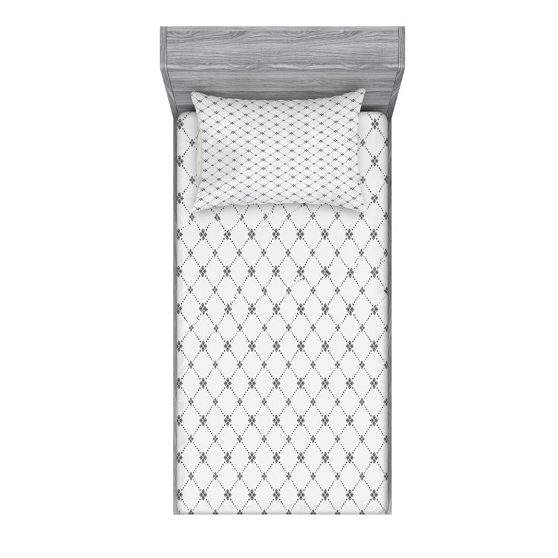 Microfiber Floral Sheet Set, Twin Sheet Set + Fitted Sheet + 1 Pillowcase, Gray Floral